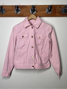 Lauren Ralph Lauren Women’s Small Pink Denim Jean Jacket Gold Button Classic